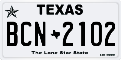 TX license plate BCN2102