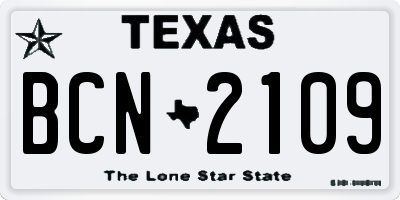 TX license plate BCN2109