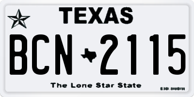TX license plate BCN2115