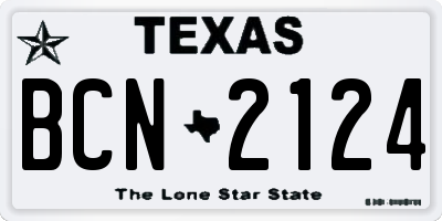TX license plate BCN2124