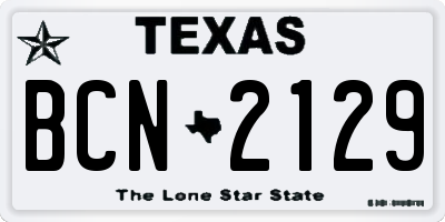 TX license plate BCN2129