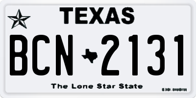 TX license plate BCN2131