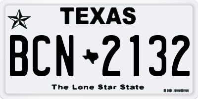 TX license plate BCN2132