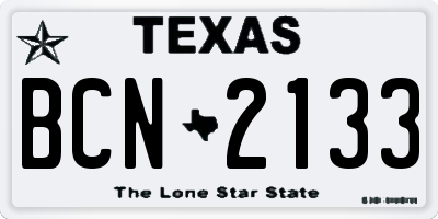 TX license plate BCN2133
