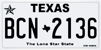 TX license plate BCN2136