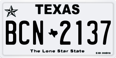 TX license plate BCN2137