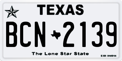 TX license plate BCN2139