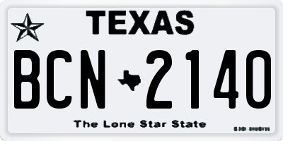 TX license plate BCN2140