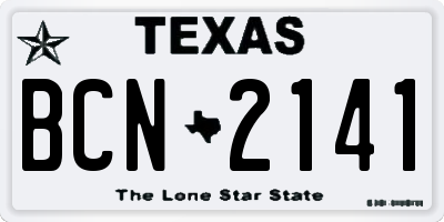 TX license plate BCN2141