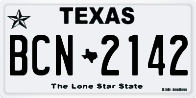 TX license plate BCN2142