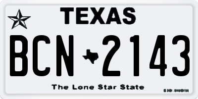 TX license plate BCN2143