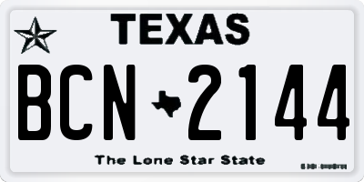 TX license plate BCN2144