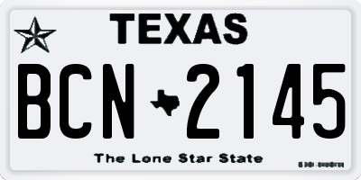 TX license plate BCN2145