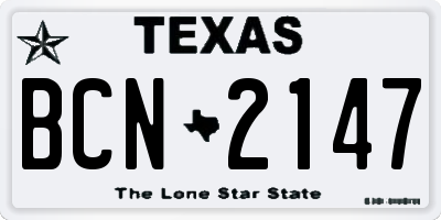 TX license plate BCN2147