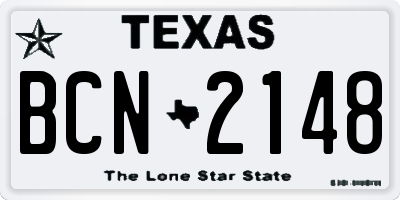 TX license plate BCN2148