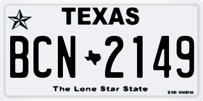 TX license plate BCN2149