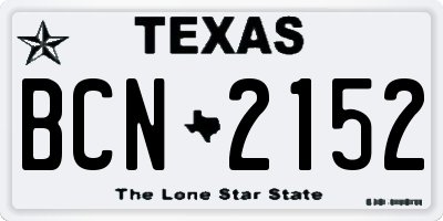 TX license plate BCN2152