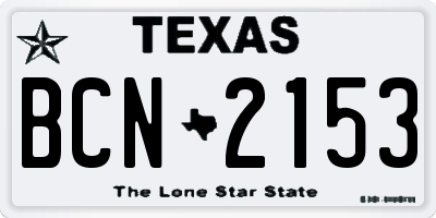 TX license plate BCN2153