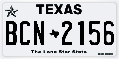 TX license plate BCN2156