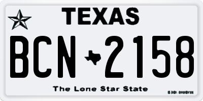 TX license plate BCN2158