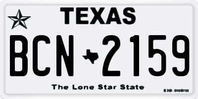 TX license plate BCN2159
