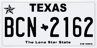 TX license plate BCN2162