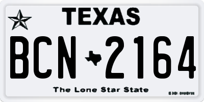 TX license plate BCN2164