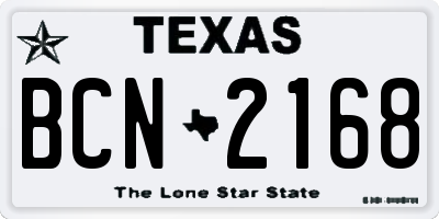TX license plate BCN2168
