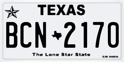 TX license plate BCN2170
