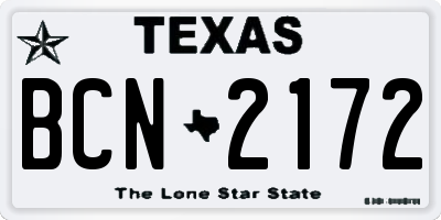 TX license plate BCN2172