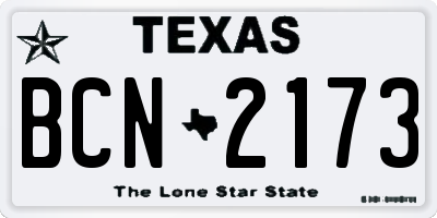 TX license plate BCN2173