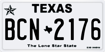 TX license plate BCN2176