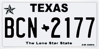 TX license plate BCN2177