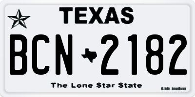 TX license plate BCN2182