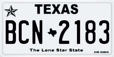 TX license plate BCN2183