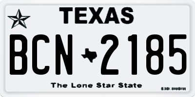 TX license plate BCN2185