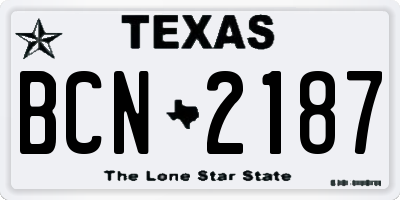 TX license plate BCN2187