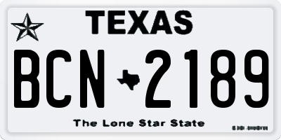 TX license plate BCN2189