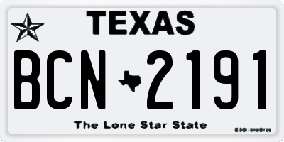 TX license plate BCN2191
