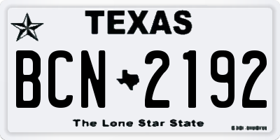 TX license plate BCN2192
