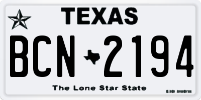 TX license plate BCN2194