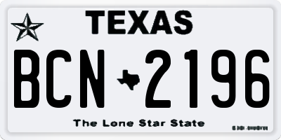 TX license plate BCN2196