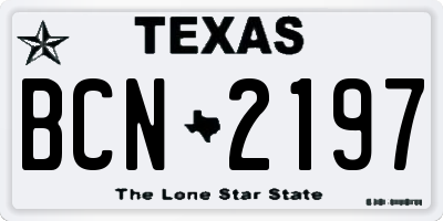 TX license plate BCN2197