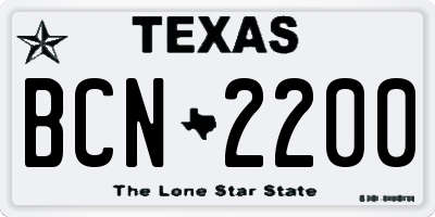 TX license plate BCN2200