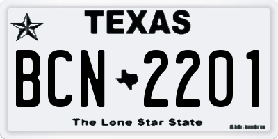 TX license plate BCN2201