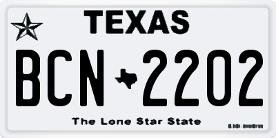 TX license plate BCN2202