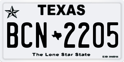 TX license plate BCN2205
