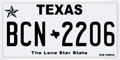 TX license plate BCN2206