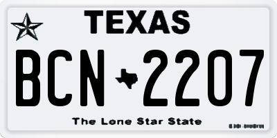 TX license plate BCN2207