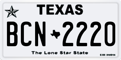 TX license plate BCN2220